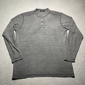 Agave Shirt Mens Large Thermal Henley Long Sleeve Gray Lightweight Knit
